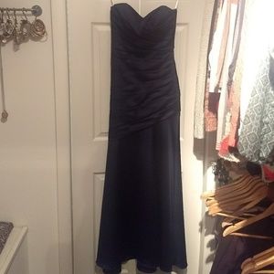 Long Navy Dress Worn as Bridesmaid